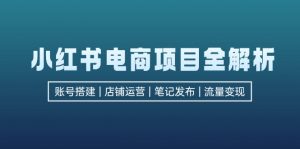 小红书电商项目全解析,包括账号搭建、店铺运营、笔记发布 实现流量变现-个人经验技术分享