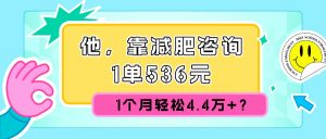 他,靠减肥咨询,1单536元,1个月轻松4.4万+?-个人经验技术分享
