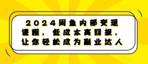 2024闲鱼内部变现课程,低成本高回报,让你轻松成为副业达人-个人经验技术分享