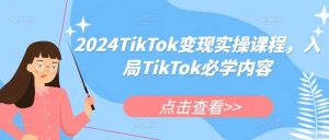 2024TikTok变现实操课程,入局TikTok必学内容-个人经验技术分享