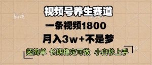 视频号养生赛道,一条视频1800,超简单,长期稳定可做,月入3w+不是梦-个人经验技术分享