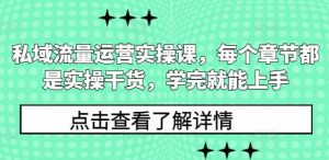 私域流量运营实操课，每个章节都是实操干货，学完就能上手-个人经验技术分享