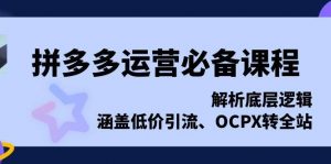 拼多多运营必备课程，解析底层逻辑，涵盖低价引流、OCPX转全站-个人经验技术分享