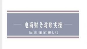 电商财务对账实操-京东天猫淘宝拼多多抖音电商财务对账-个人经验技术分享