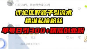 评论区野路子引流术，精准私信粉丝，单号日引流300+精准创业粉-个人经验技术分享