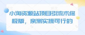 小淘资源站项目引流术终极版，亲测实操可行的-个人经验技术分享