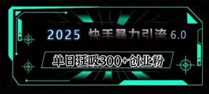 2025年快手6.0保姆级教程震撼来袭，单日狂吸300+精准创业粉-个人经验技术分享