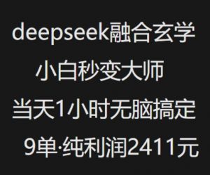 抖音小红书deepseek融合玄学,纯小白秒变大师,当天1小时无脑搞定9单,纯利润上千-个人经验技术分享
