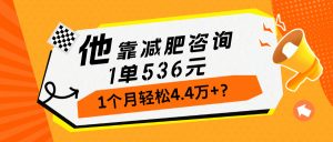 他,靠减肥咨询,1单536元,1个月轻松4.4万+?-个人经验技术分享
