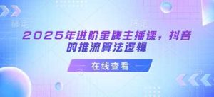 2025年进阶金牌主播课,抖音的推流算法逻辑-个人经验技术分享