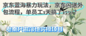 京东蓝海暴力玩法，京东闪送外包流程，单员工1天搞了1530？-个人经验技术分享
