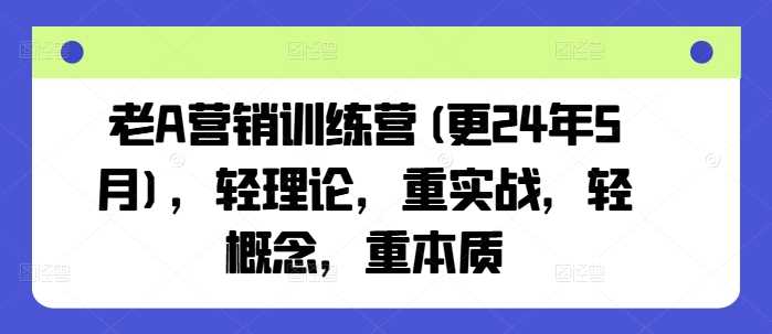 老A营销训练营(更25年3月)，轻理论，重实战，轻概念，重本质 -1