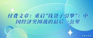 付费文章:重启”钱袋子引擎”:中国经济突围战的最后一公里-个人经验技术分享