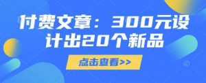 付费文章:300元设计出20个新品-个人经验技术分享