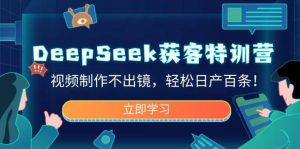 DeepSeek获客特训营，视频制作不出镜，轻松日产百条！-个人经验技术分享