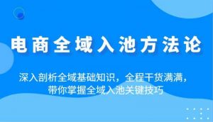 电商全域入池方法论：深入剖析全域基础知识，全程干货满满，带你掌握全域入池关键技巧-个人经验技术分享