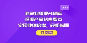 外贸业绩提升秘籍,把握产品获客要点,实现业绩倍增,轻松破局-个人经验技术分享