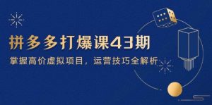 拼多多打爆课第 43 期，掌握高价虚拟项目，运营技巧全解析（15节）-个人经验技术分享