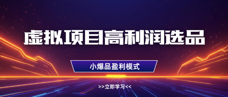 虚拟项目高利润选品方法，单店利润1W+，可多店倍增利润 -1