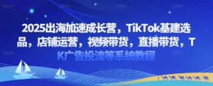 2025出海加速成长营，TikTok基建选品，店铺运营，视频带货，直播带货，TK广告投流等系统教程-个人经验技术分享