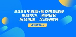 2025年直播+图文带货课程,投放技巧、素材优化、后台搭建、全域投放等-个人经验技术分享