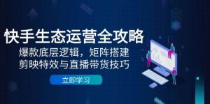 快手生态运营全攻略:爆款底层逻辑,矩阵搭建,剪映特效与直播带货技巧-个人经验技术分享