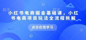 小红书电商掘金课，小红书电商项目玩法全流程拆解（更新5月）-个人经验技术分享