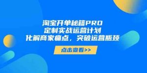 淘宝开单秘籍PRO，定制实战运营计划，化解商家痛点，突破运营瓶颈-个人经验技术分享
