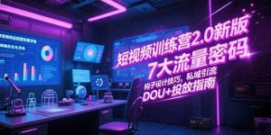 短视频训练营2.0新版,7大流量密码/钩子设计技巧/私域引流/DOU+投放指南-个人经验技术分享