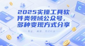 2025实操工具软件类领域公众号,多种变现方式分享-个人经验技术分享