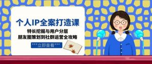 个人IP全案打造课,特长挖掘与用户分层,朋友圈策划到社群运营全攻略-个人经验技术分享
