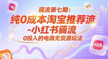 薅流第七期：纯0成本淘宝推荐流-小红书薅流最新版目，0投入的电商无货源玩法（附赠往期） -1