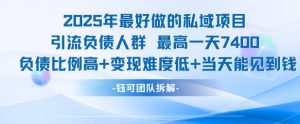 2025年最好做的私域项目，引流负债人群，最高一天变现7.4k，人群占比高，变现难度低，当天就能见到钱-个人经验技术分享