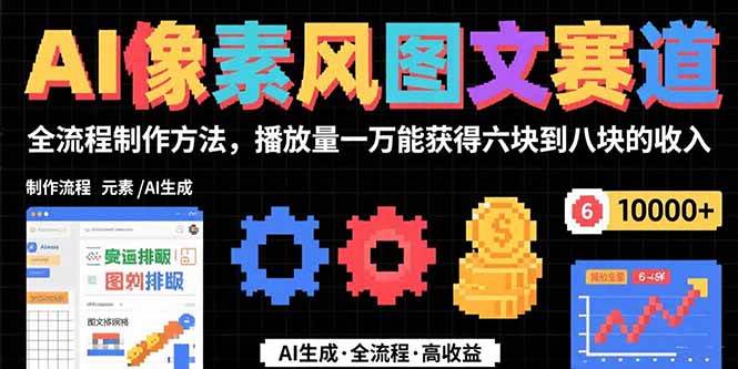 AI像素风图文赛道：全流程制作方法，播放量一万能获得6块到8块的收入 -1