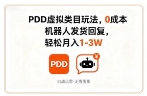 PDD虚拟类目玩法,0成本,机器人发货回复,轻松月入1-3W-个人经验技术分享
