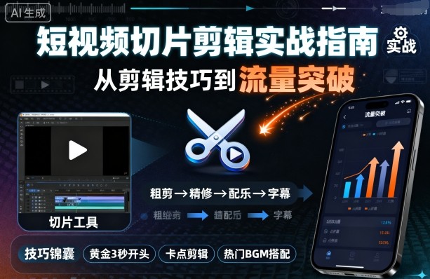 短视频切片剪辑实战指南，从剪辑技巧到流量突破 -1