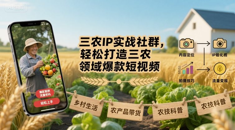 三农IP实战社群，轻松打造三农领域爆款短视频 -1