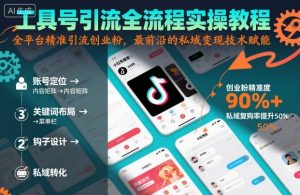 工具号引流全流程保姆级实操教程,全平台精准引流创业粉,最前沿的私域变现技术赋能-个人经验技术分享