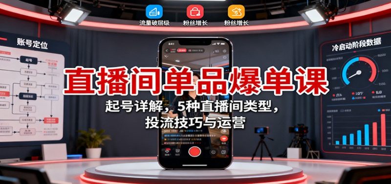 直播间单品爆单课:起号详解,5种直播间类型,投流技巧与运营 -1 直播间单品爆单课:起号详解,5种直播间类型,投流技巧与运营 -1