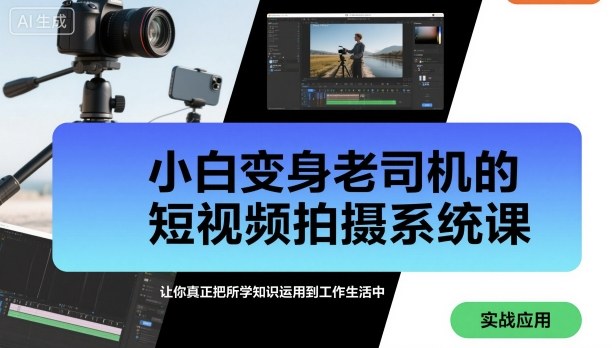小白变身老司机的短视频拍摄系统课，让你真正把所学知识运用到工作生活中 -1