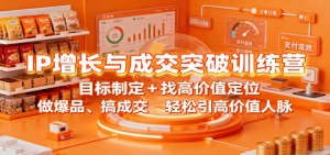 IP增长与成交突破训练营:目标制定+找高价值定位,做爆品、搞成交,轻松引高价值人脉-个人经验技术分享