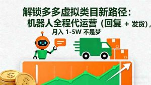 解锁多多虚拟类目新路径:机器人全程代运营(回复 + 发货),月入 1-5W…-个人经验技术分享