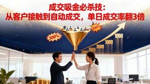 吸金成交营销必杀技:从客户接触到自动成交,单日成交率翻3倍-个人经验技术分享