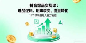 抖音爆品实战课:选品逻辑、矩阵裂变、流量转化,14节课掌握月入百万秘籍-个人经验技术分享