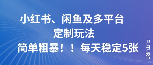 小红书、闲鱼及多平台定制玩法简单粗暴！每天稳定5张 -1