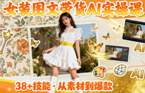 女装图文带货的AI实操课，覆盖38个实用技能，快速提升素材制作效率 -1