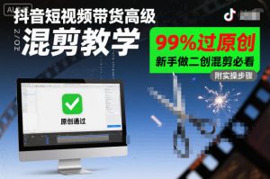 抖音短视频带货高级混剪教学，99%过原创，新手做二创混剪必看-个人经验技术分享